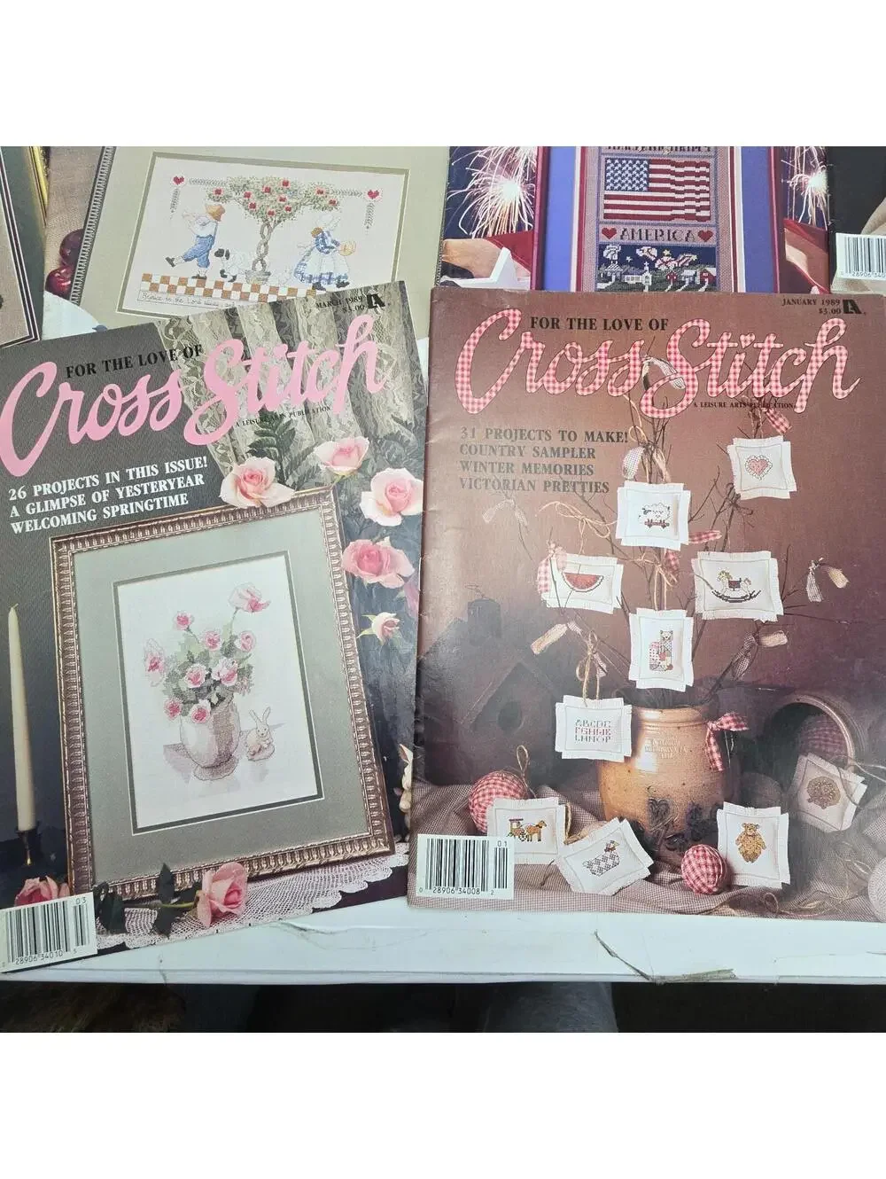 Lot of 8 Vintage Cross Stitch Leisure Crafts Magazines 1988/89s